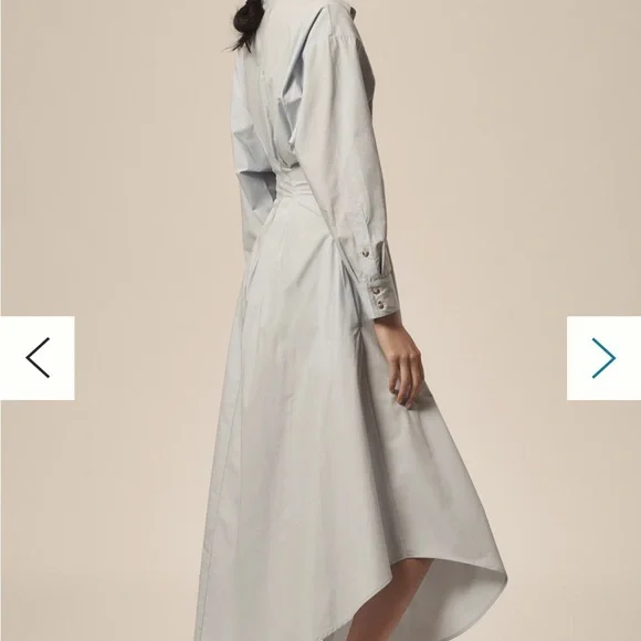 NWT Elegant Light Blue Belted Shirt Dress - Picture 4 of 4